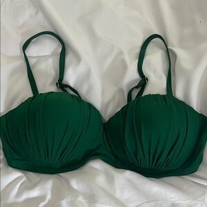 Emerald Green Swim Bra with Molded Cups and Adjustable Straps